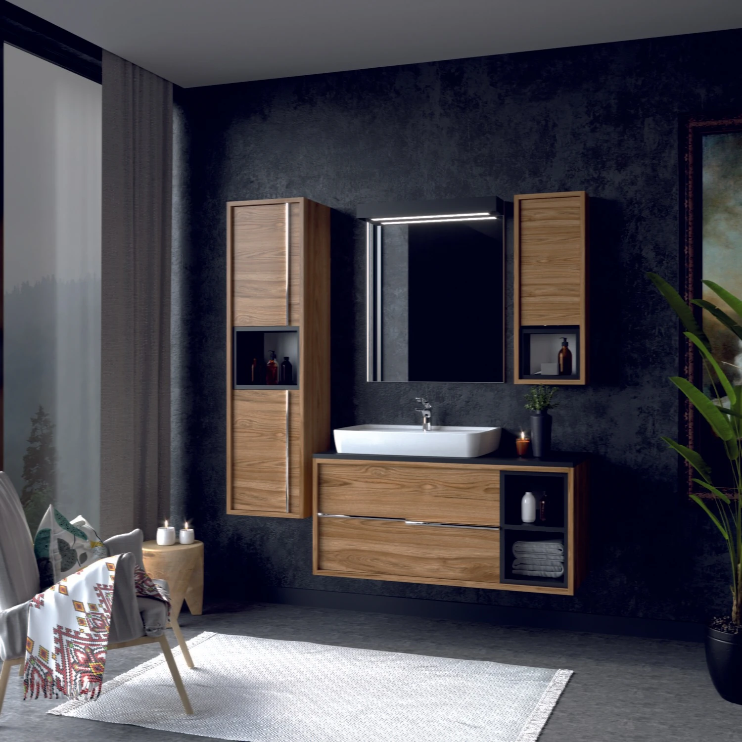 Her Eve Lazım Defolu Ürün 100 cm Banyo Dolabı Takım ve Boy Dolabı