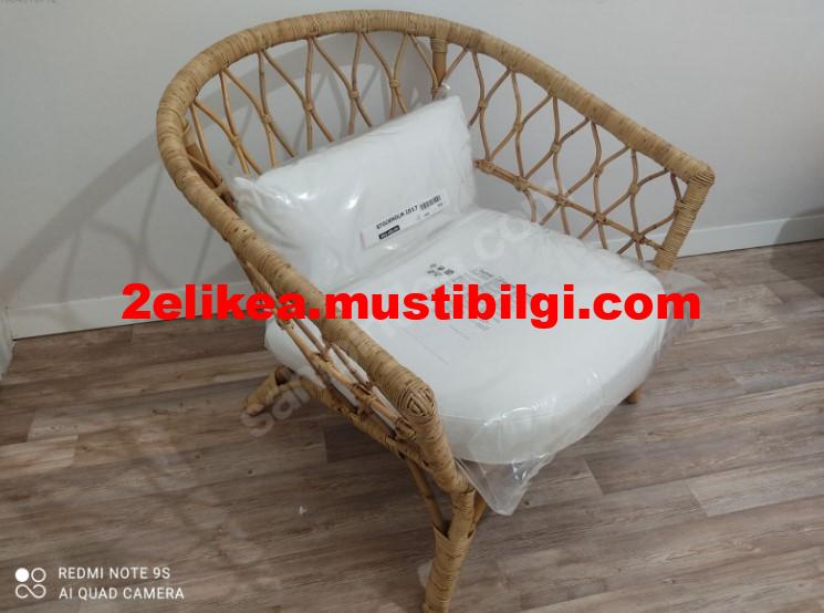 Sıfır gibi Yeni İKEA STOCKHOLM rattan tekli koltuk