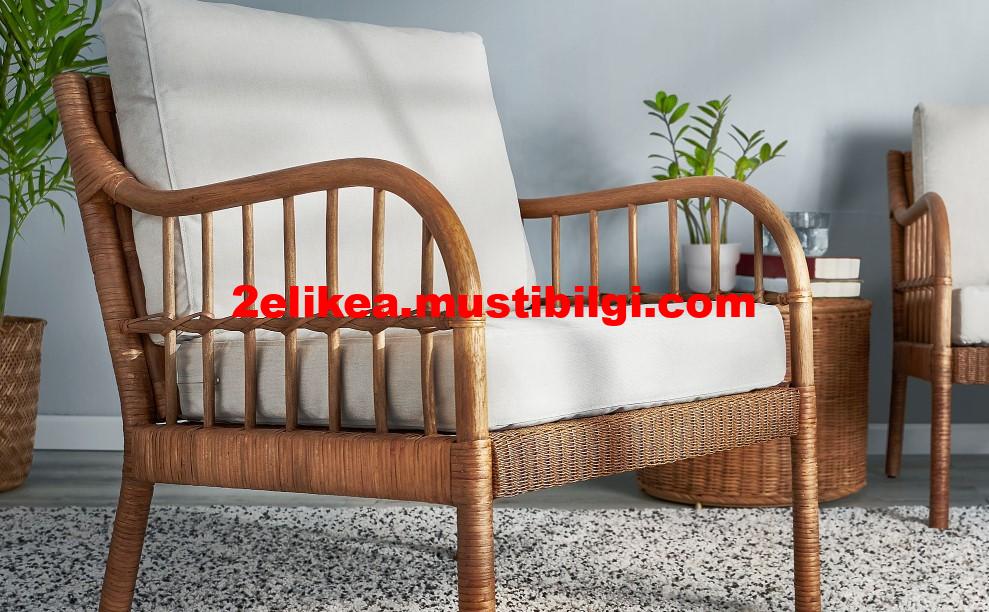 Temiz ikea HOLMSTA rattan koltuk, el yapımı bej 1500 TL